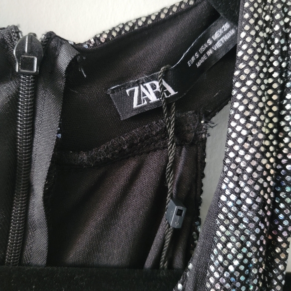 ZARA Ruched Sparkle Mini Dress - Size S - Picture 5 of 7